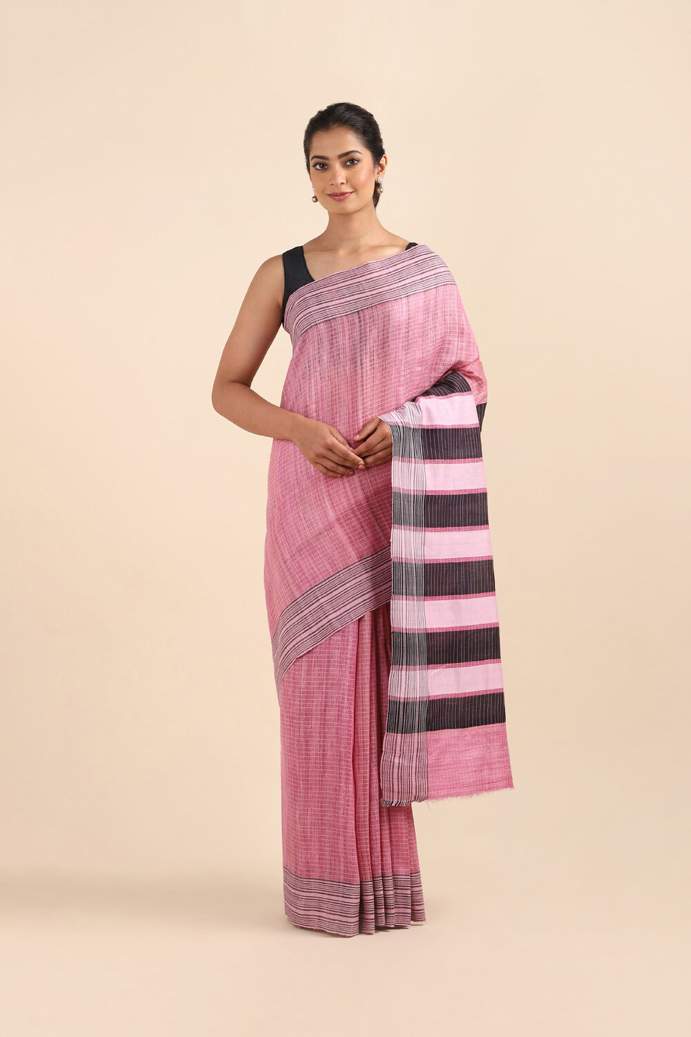 Light Pure Pink Tussar Bhagalpuri Saree image number null