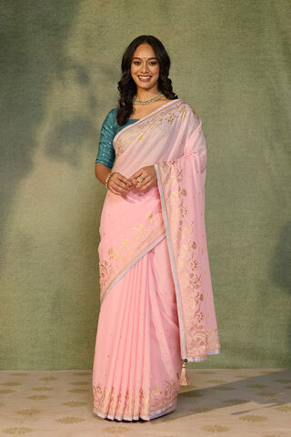 Pink Printed Cotton Viscose Saree thumbnail image number null