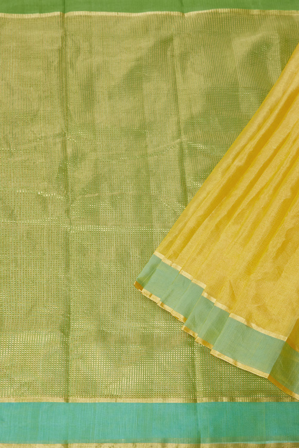 Yellow Pure Cotton Tissue Chanderi Saree image number null
