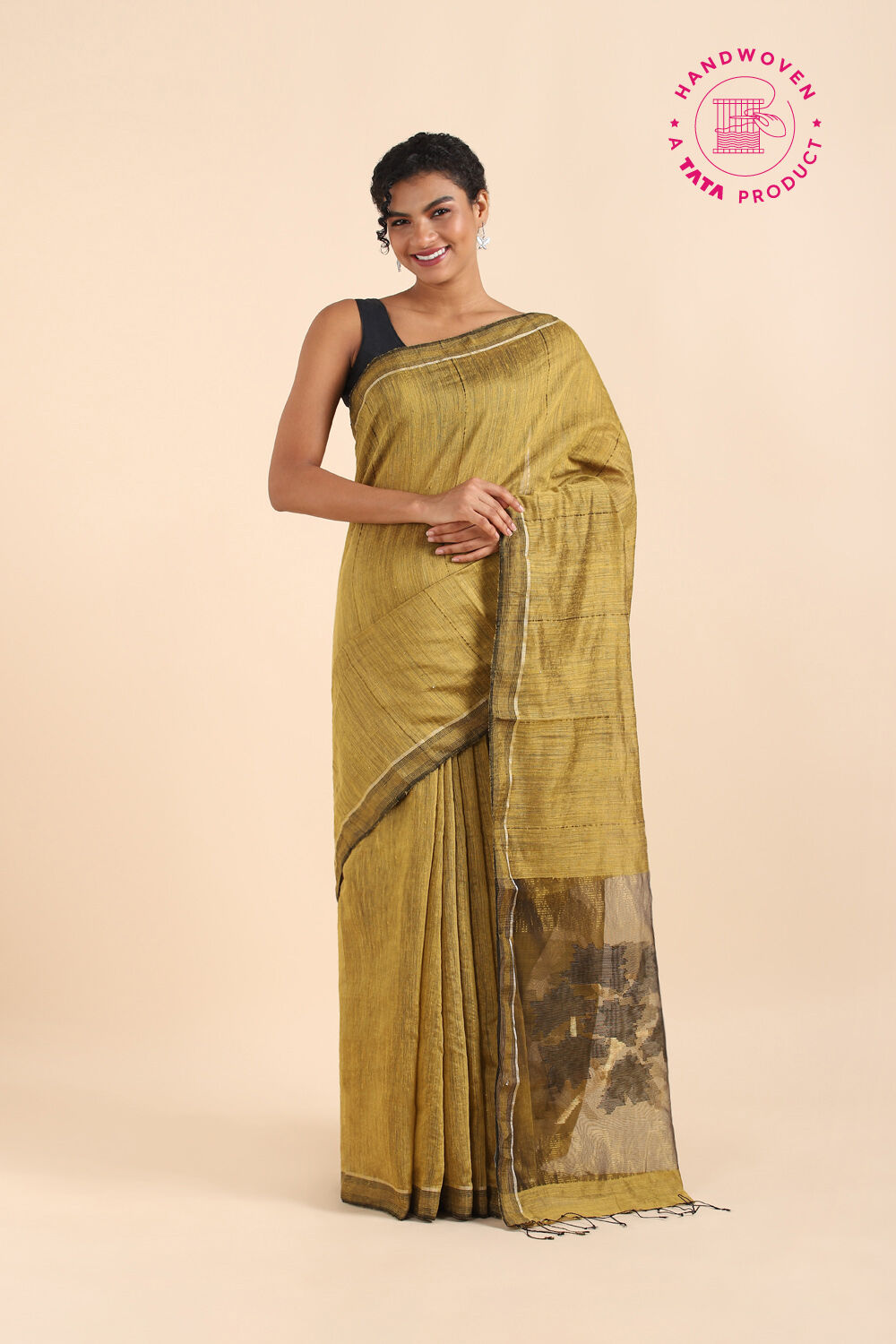 Dark Yellow Pure Silk Vanya Jamdani Saree image number null