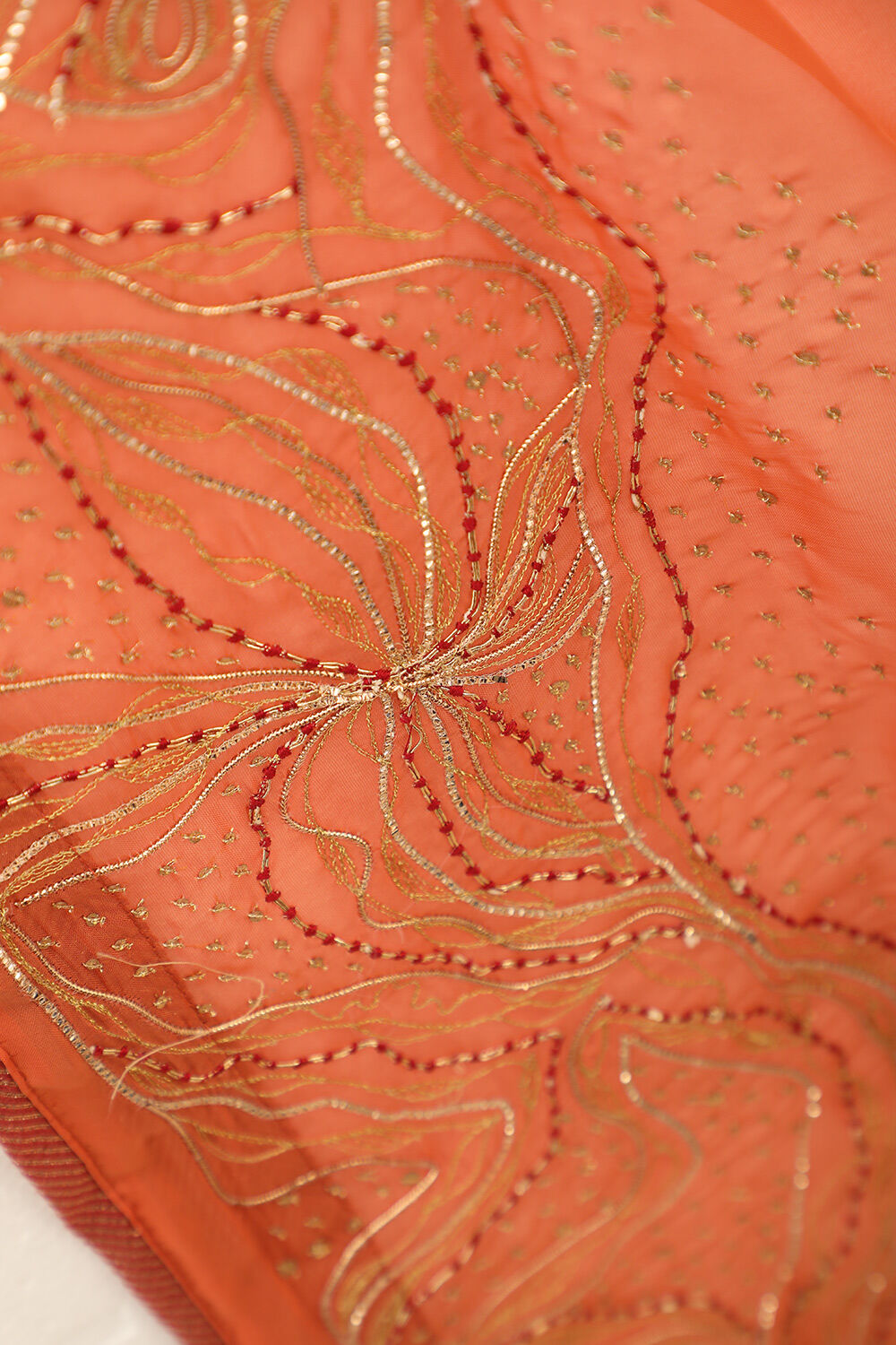 Orange Silk Viscose Embroidery Saree image number null