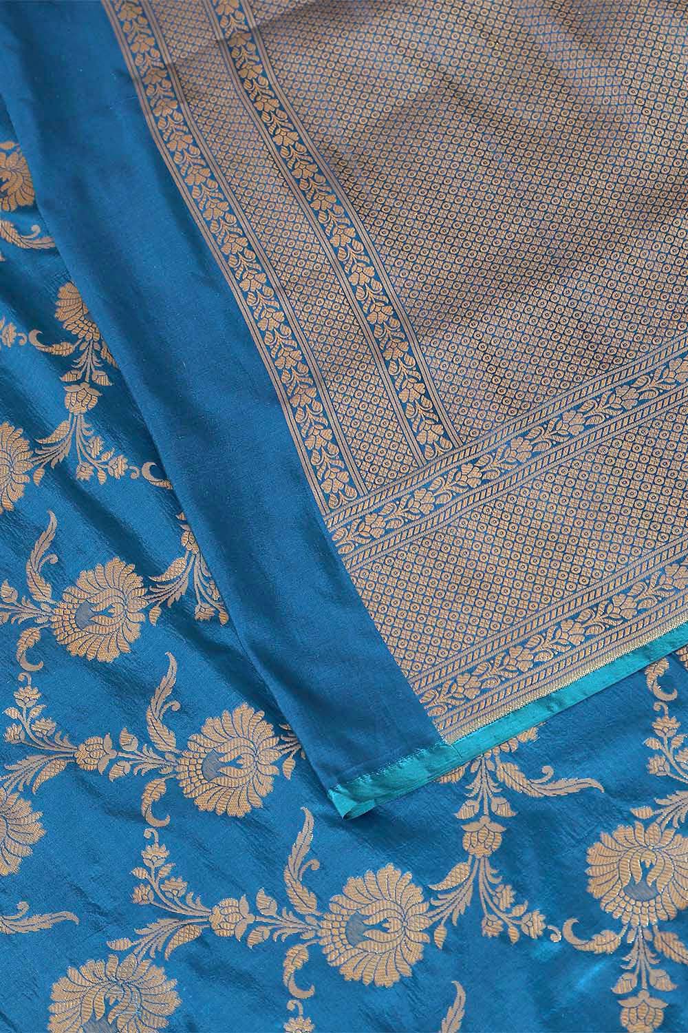 Blue Pure Silk Banarasi Saree image number null