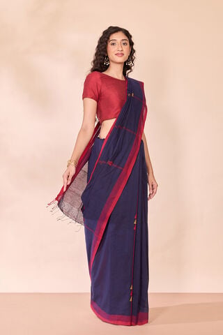 Dark Blue Bengal Pure Silk Cotton Jamdani Saree thumbnail image number null