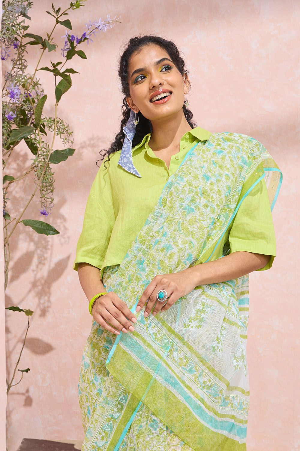 Light Green Rajasthan Printed Sanganeri Pure Cotton Kota Saree image number null