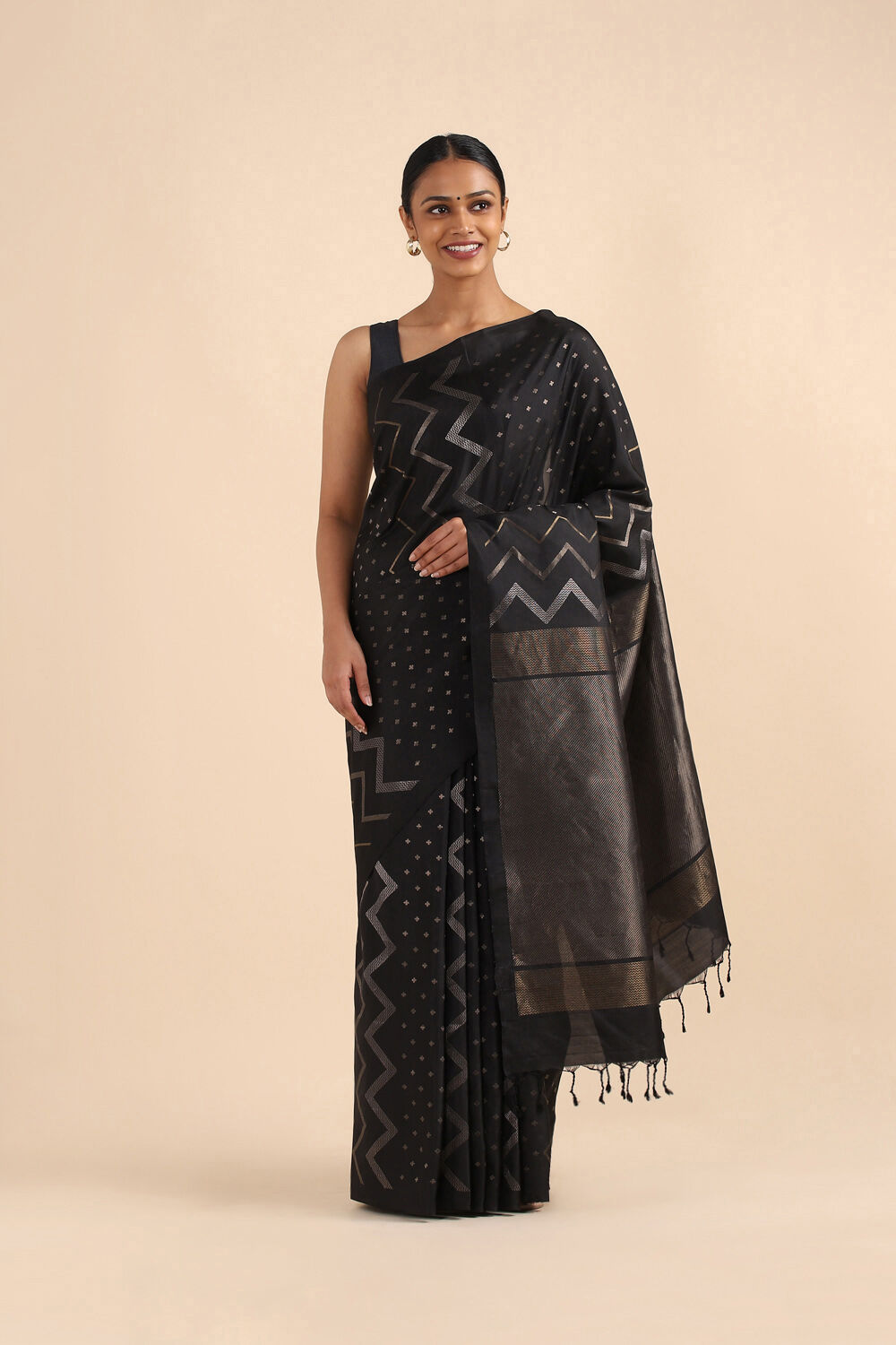Black Pure Soft Silk Saree image number null