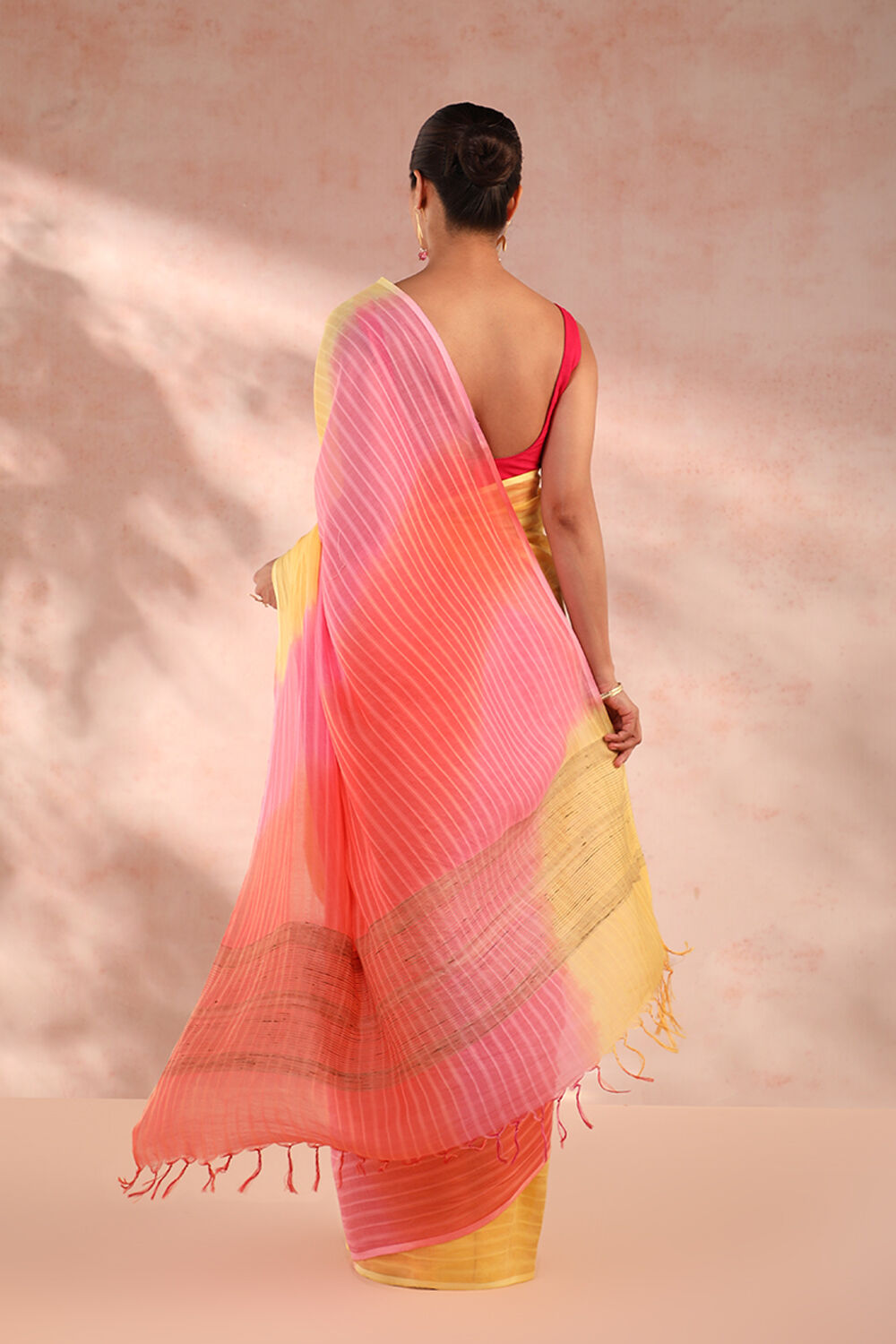 Multicoloured Silk Modal Tie and Dye Saree image number null