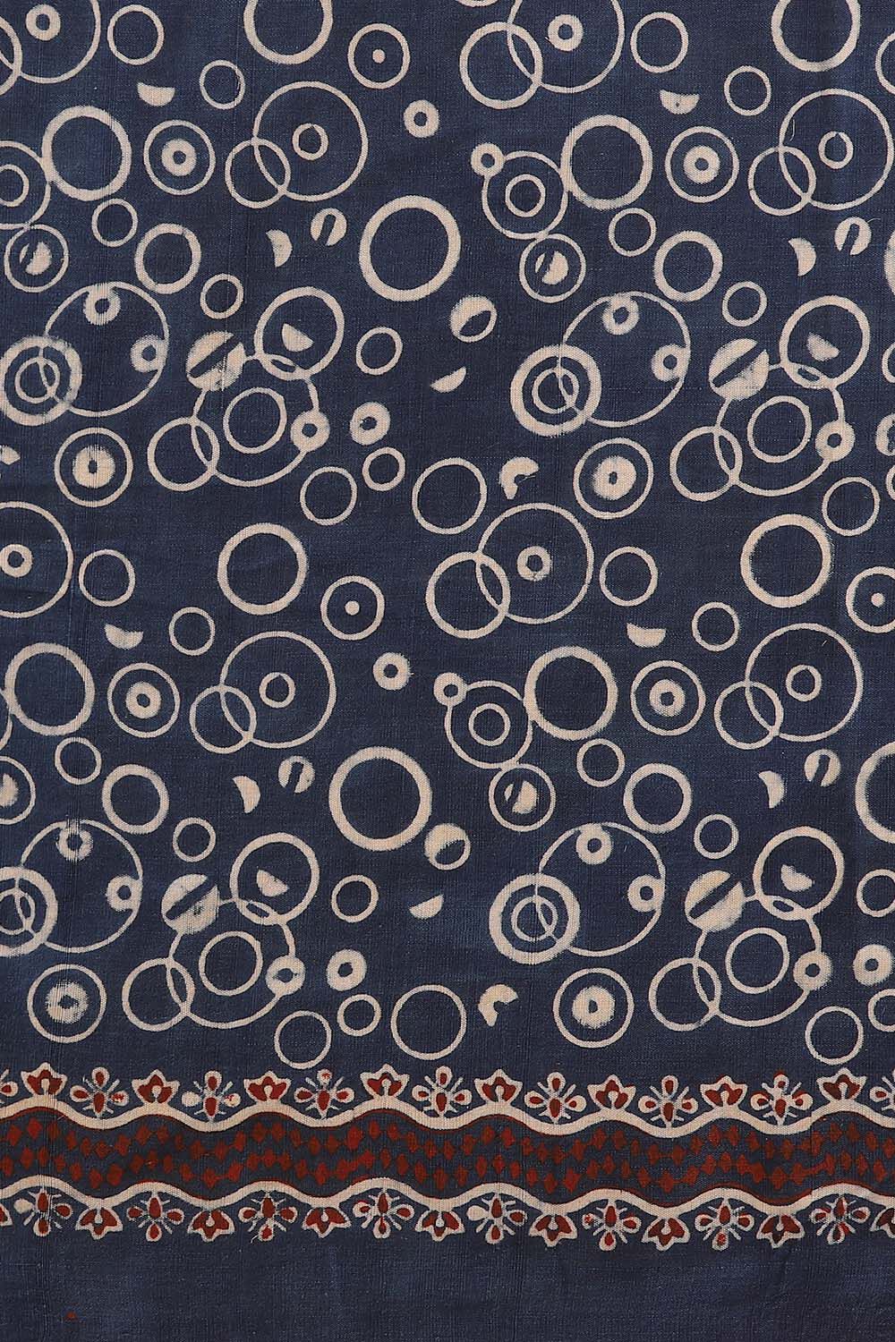 Blue Pure Khadi Cotton Ajrakh Printed Saree image number null
