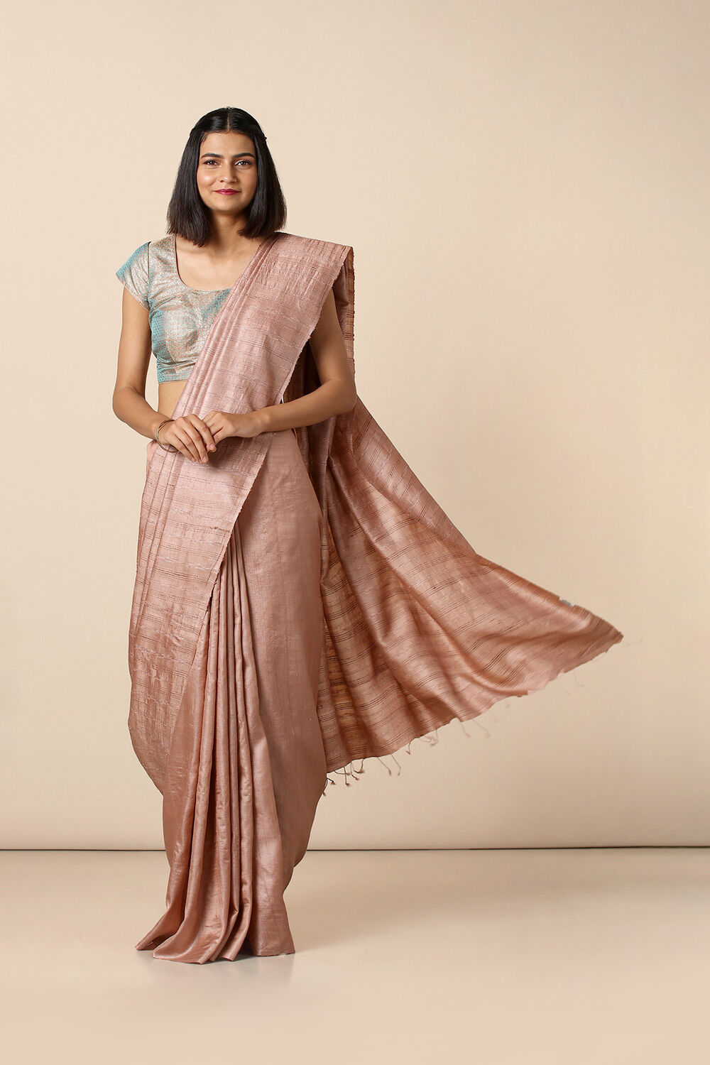 Brown Pure Pure Tussar Woven Saree image number null