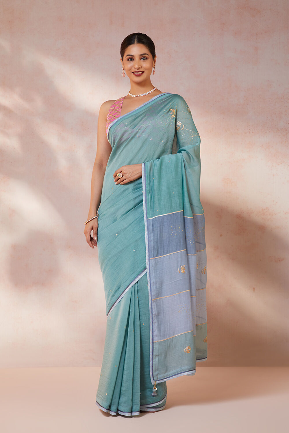 Green Pure Silk Cotton Embroidery Saree image number null