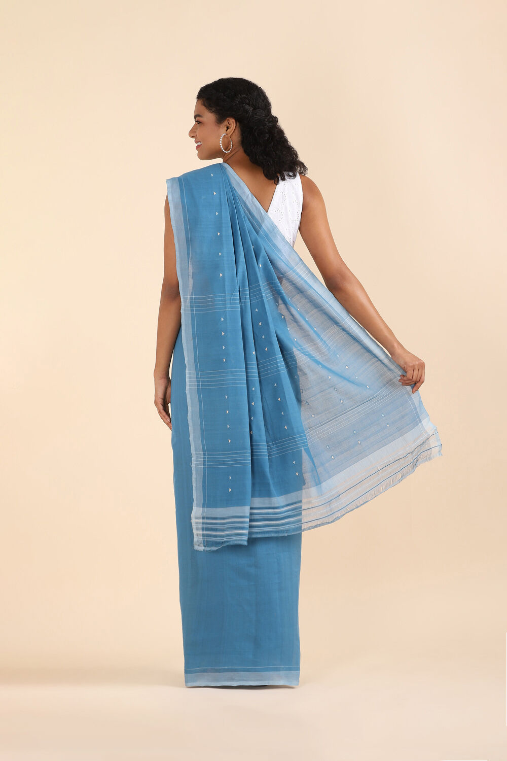 Blue Pure Cotton South Saree image number null