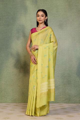 Light Green Digital Print Mukaish Pure Silk Cotton Saree thumbnail image number null