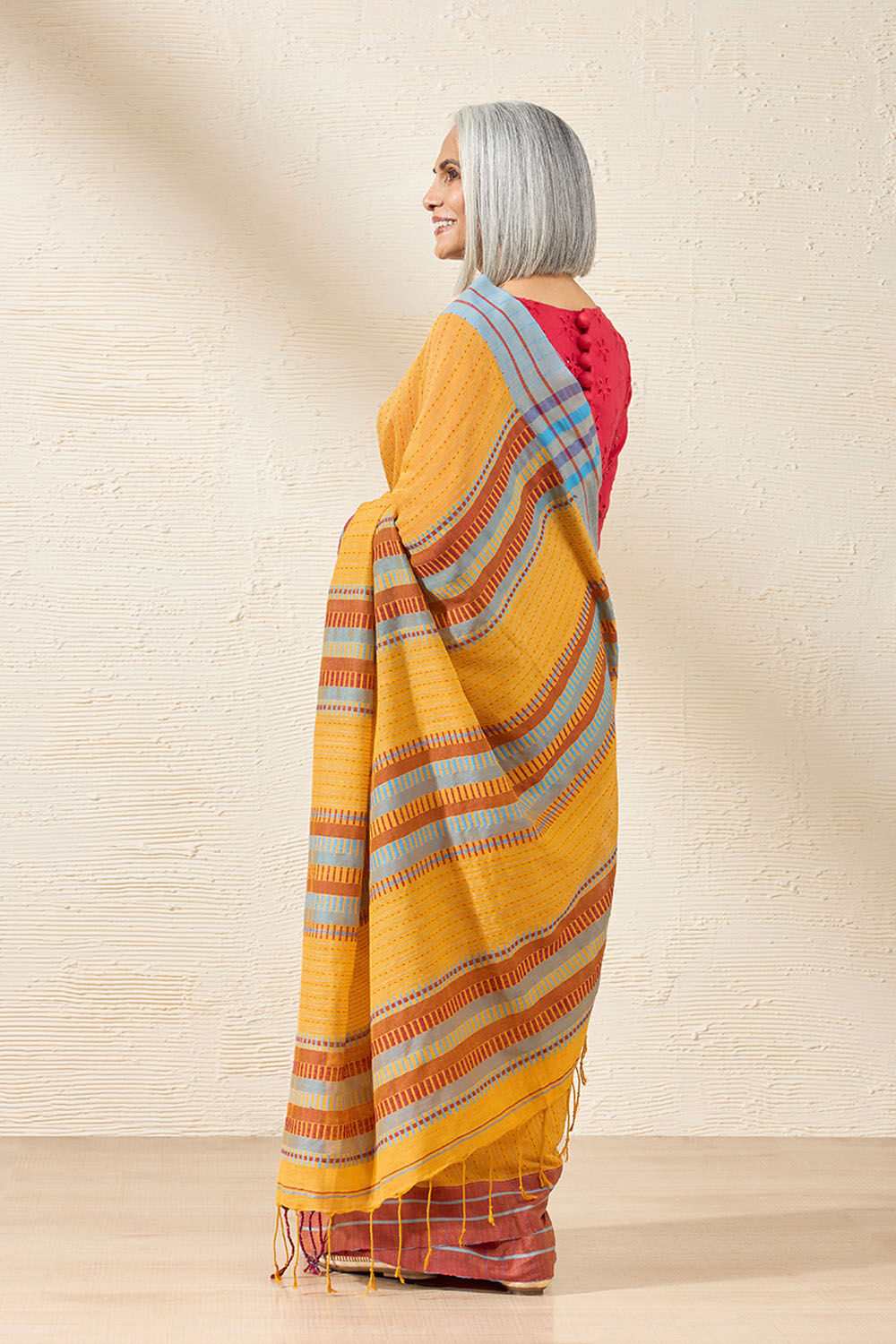 Yellow Woven Pure Cotton Bengal Saree image number null