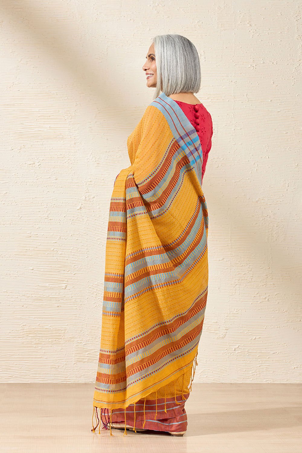 Yellow Woven Pure Cotton Bengal Saree image number null