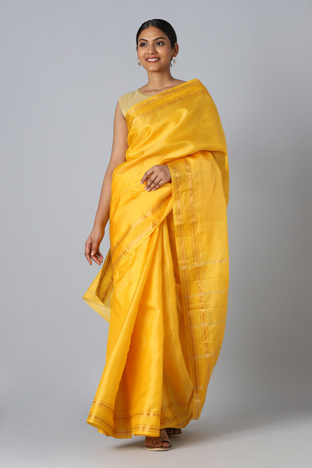 Yellow Pure Silk South Saree image number null