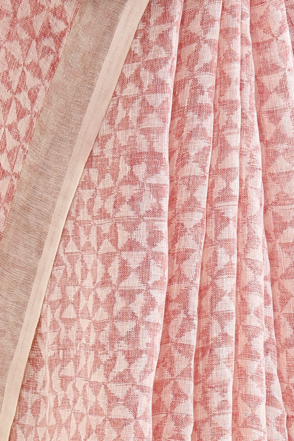 Light Pure Pink Linen Printed Saree image number null