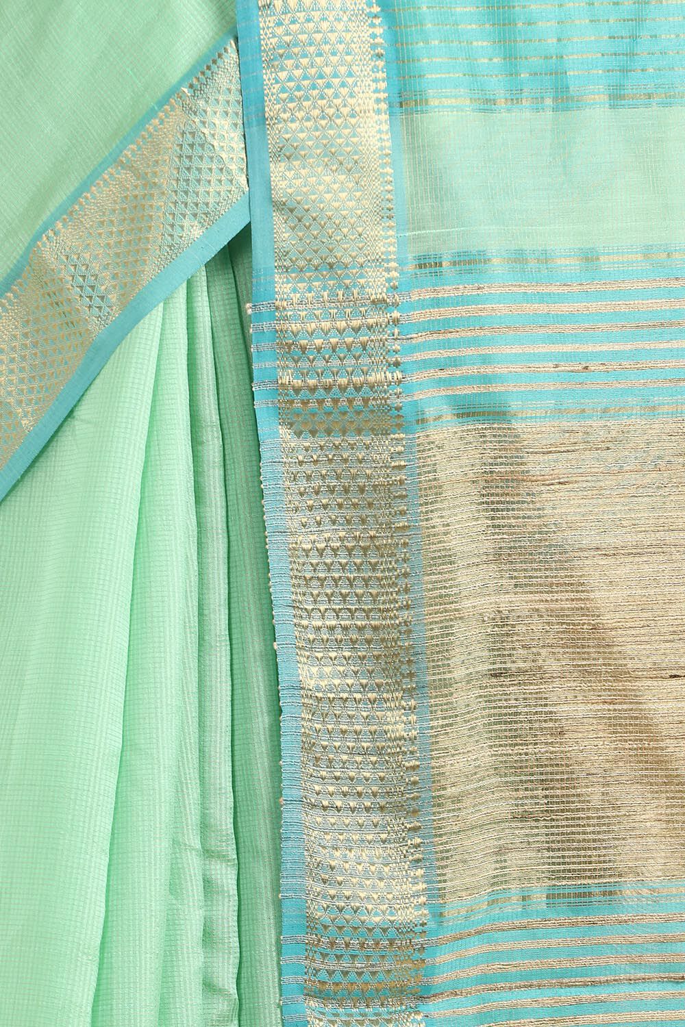 Light Green Pure Silk Cotton Maheswari Saree image number null