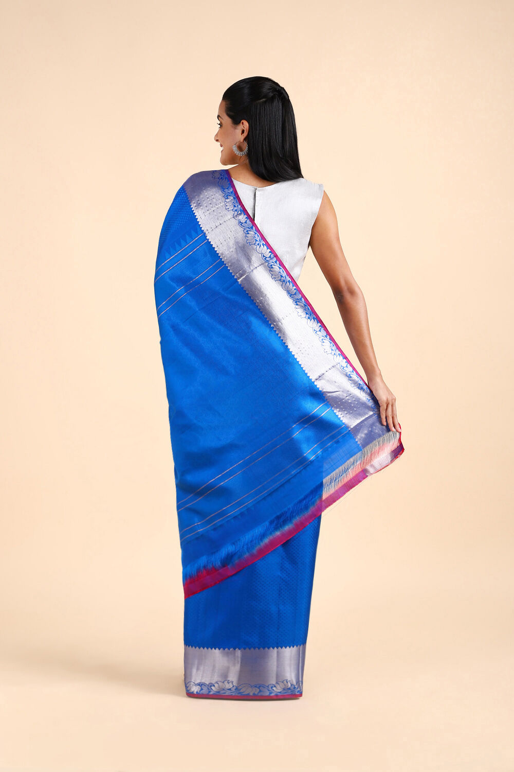 Blue Pure Silk Kanjivaram Saree image number null