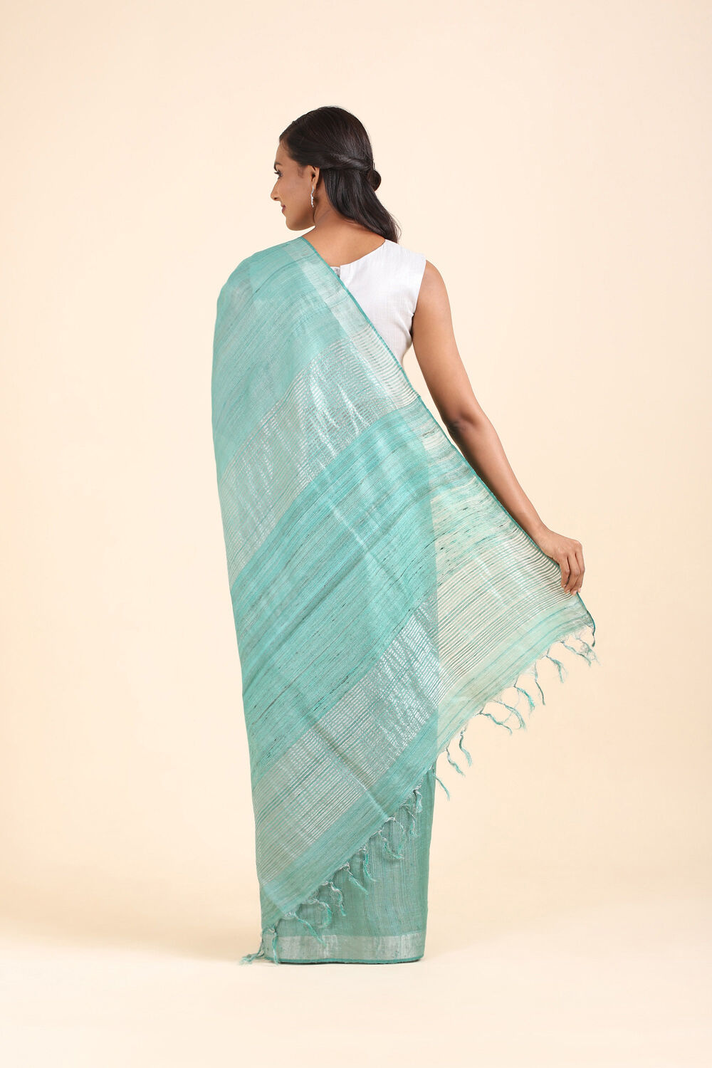 Light Blue Pure Tussar Silk Bhagalpuri Saree image number null