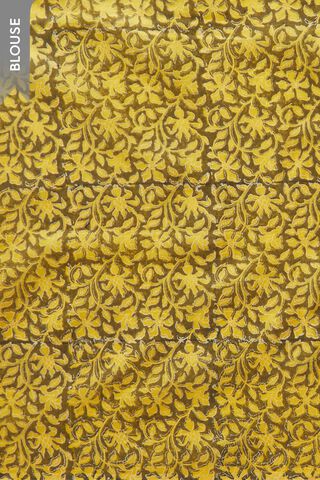 Yellow Block Printed Pure Silk Cotton Bengal Saree thumbnail image number null