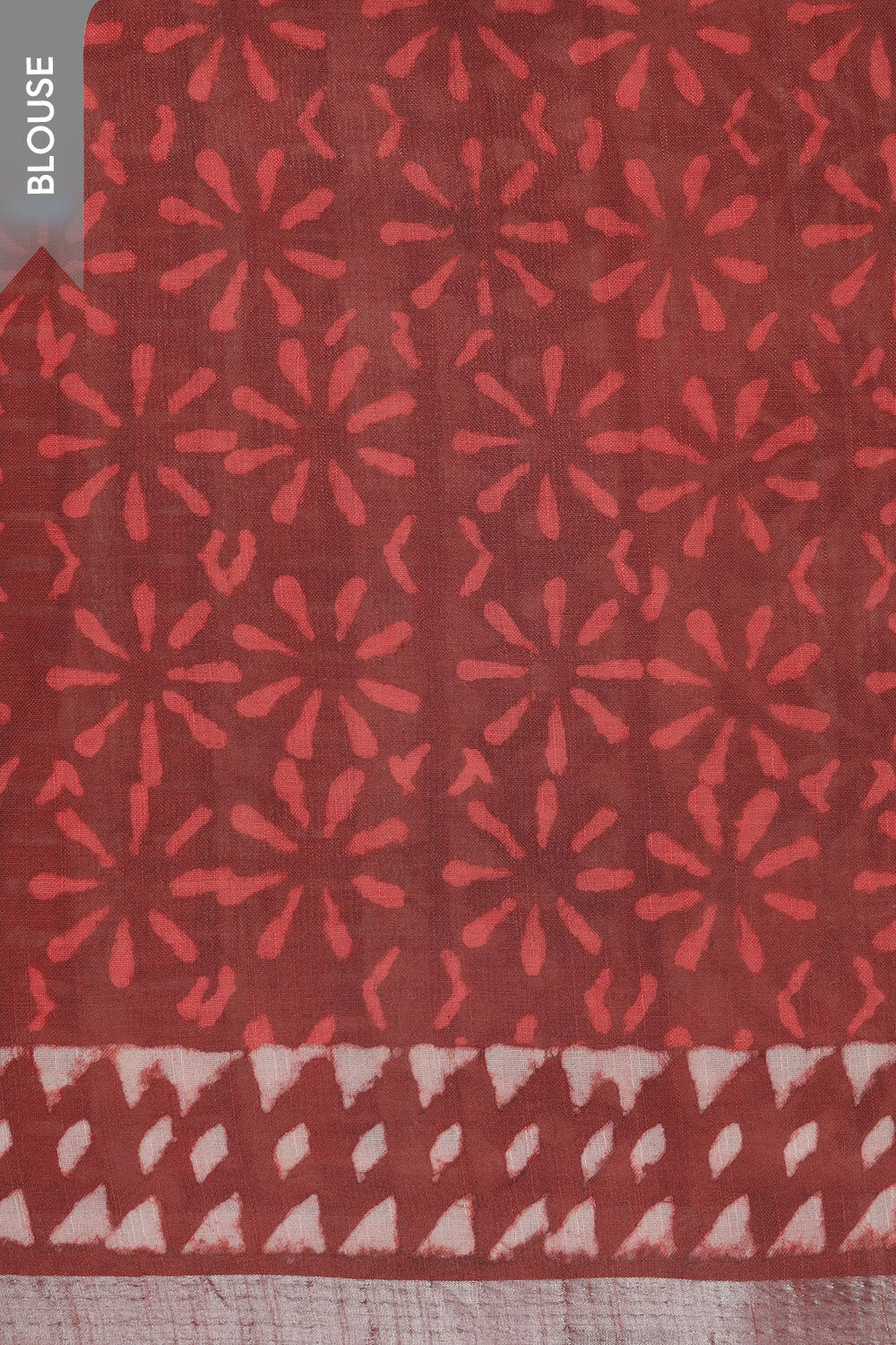Dark Red Cotton Viscose Contemporary Block Printed Saree image number null