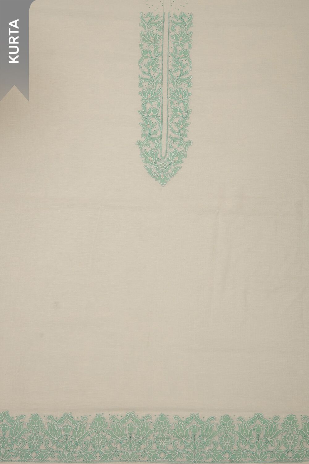 Off White Viscose Embroidered Unstitched Suit Set image number null