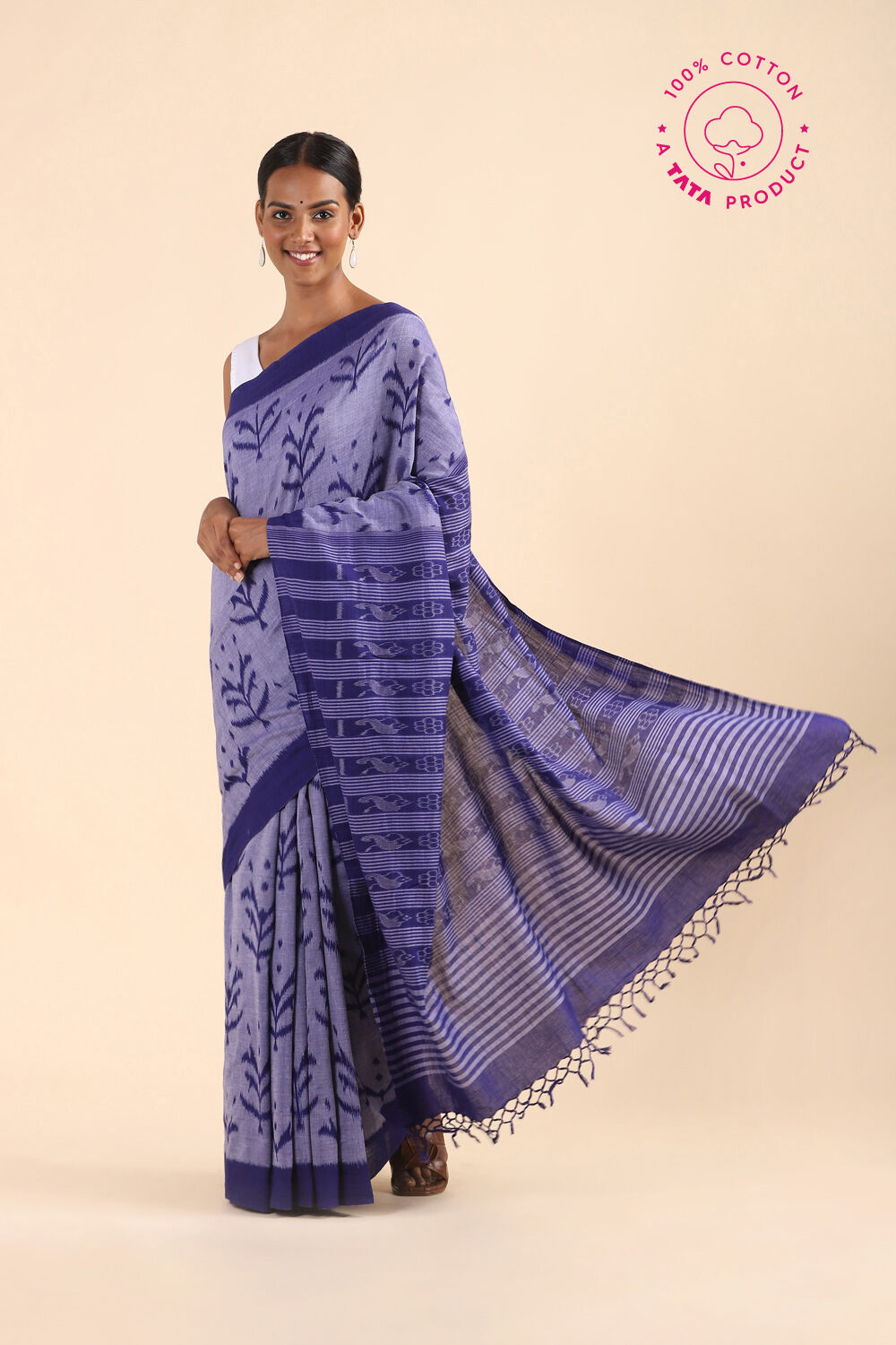 Blue Pure Cotton Odissa Ikat Saree image number null