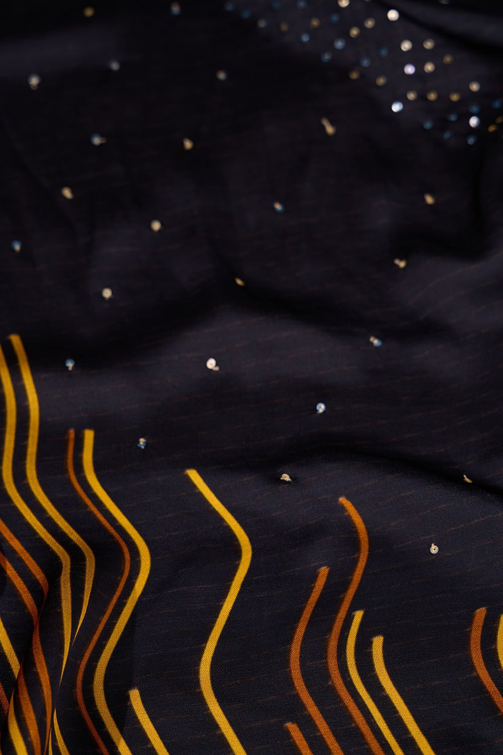 Black Printed Viscose Georgette Saree image number null