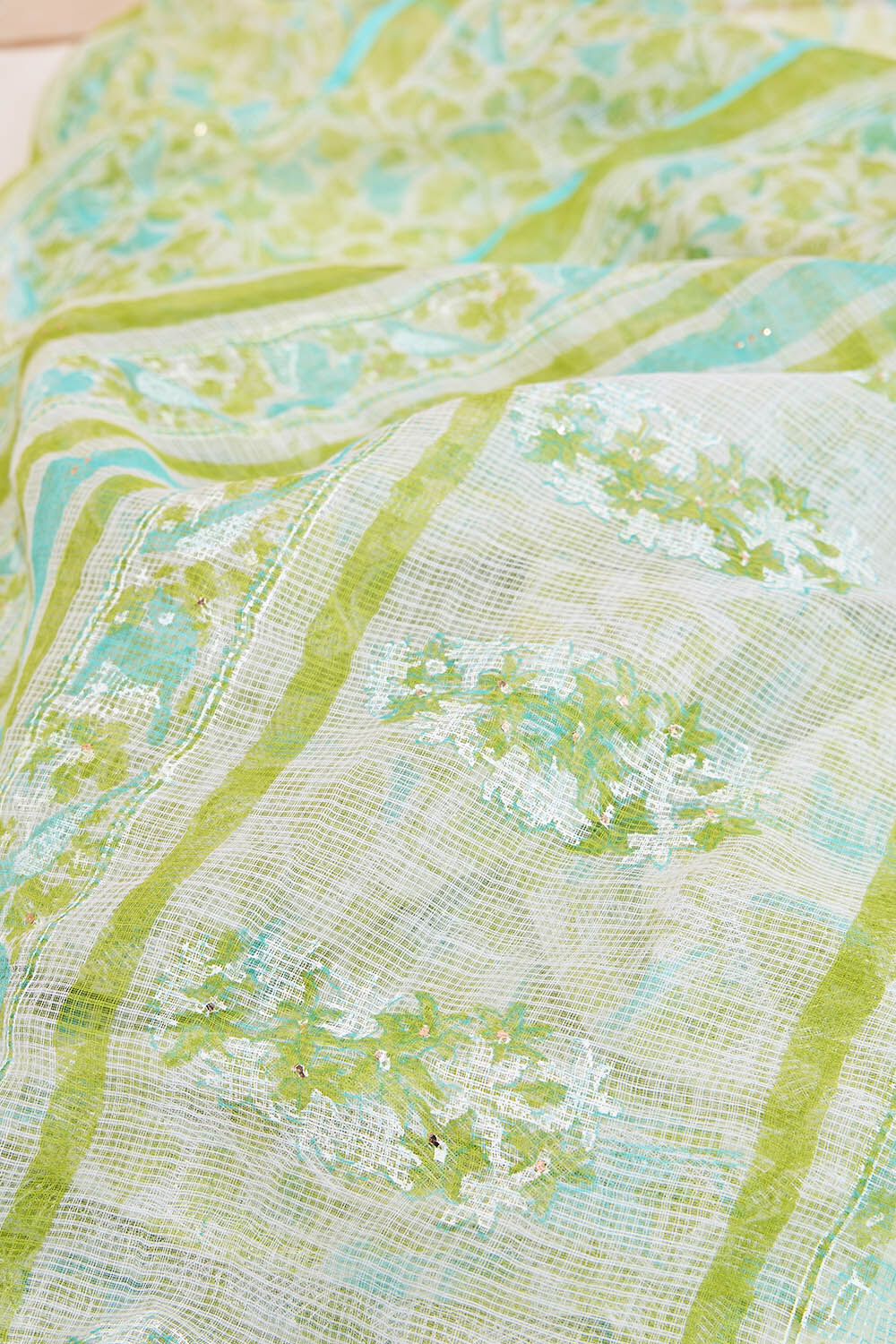 Light Green Rajasthan Printed Sanganeri Pure Cotton Kota Saree image number null