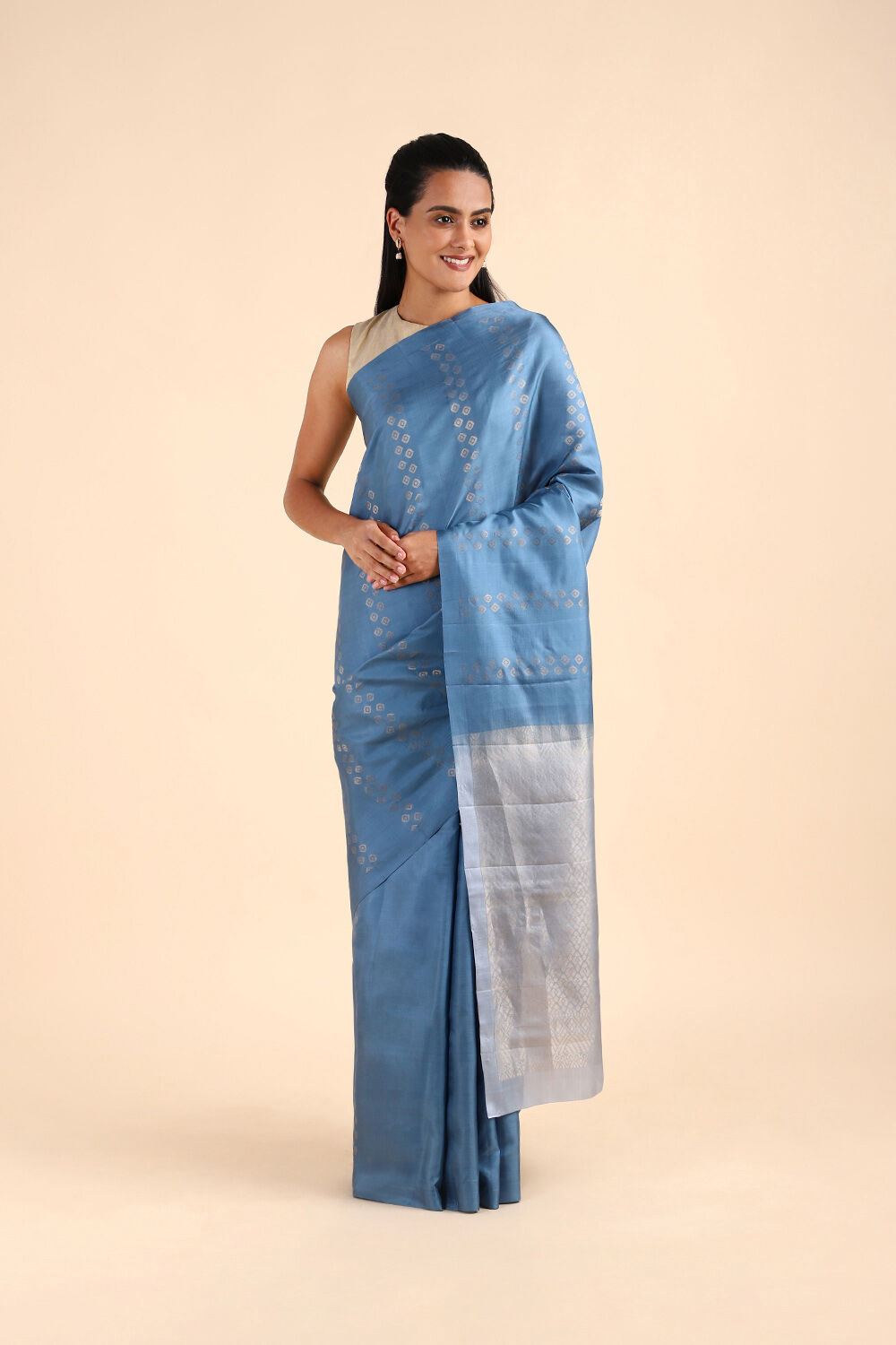 Grey Pure Soft Silk Saree image number null