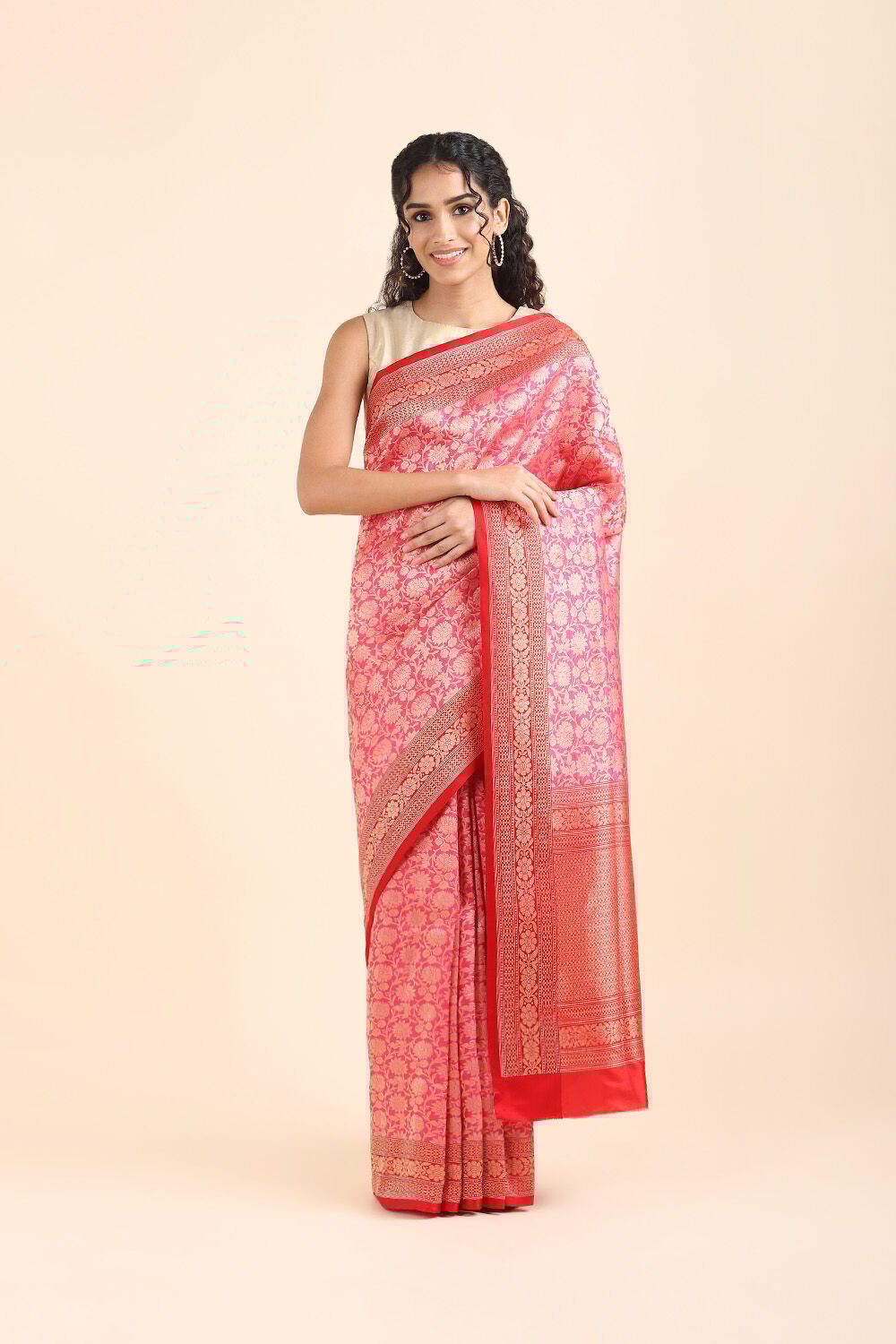 Pink Pure Silk Banarasi Brocade Saree image number null