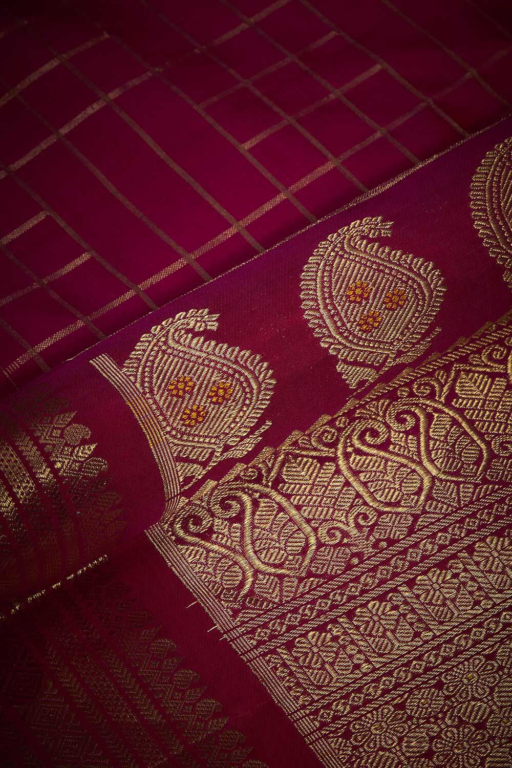Dark Pink Woven Silk Gadwal Saree image number null