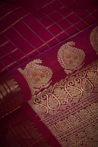 Dark Pink Woven Silk Gadwal Saree thumbnail image number null