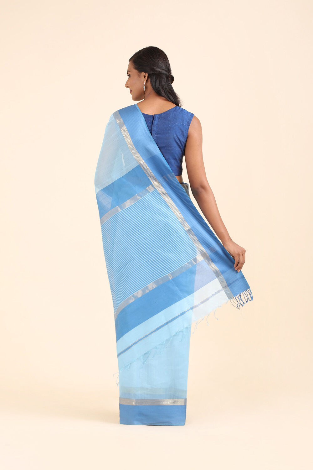 Light Blue Pure Silk Cotton Maheswari Saree image number null