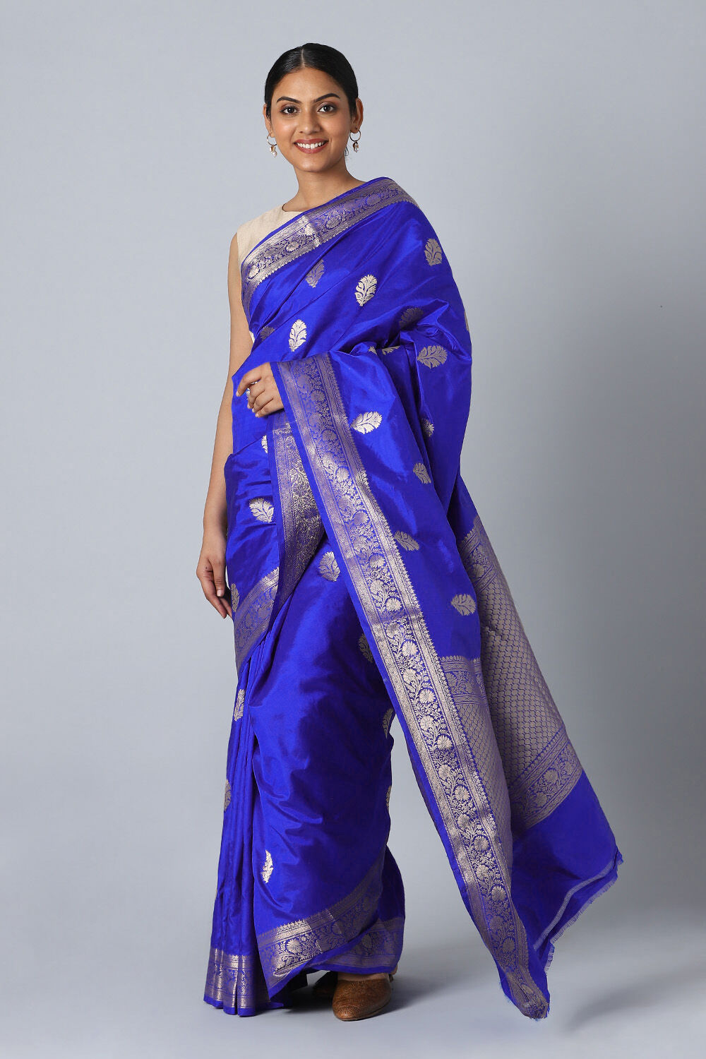 Blue Pure Silk Banarasi Saree image number null