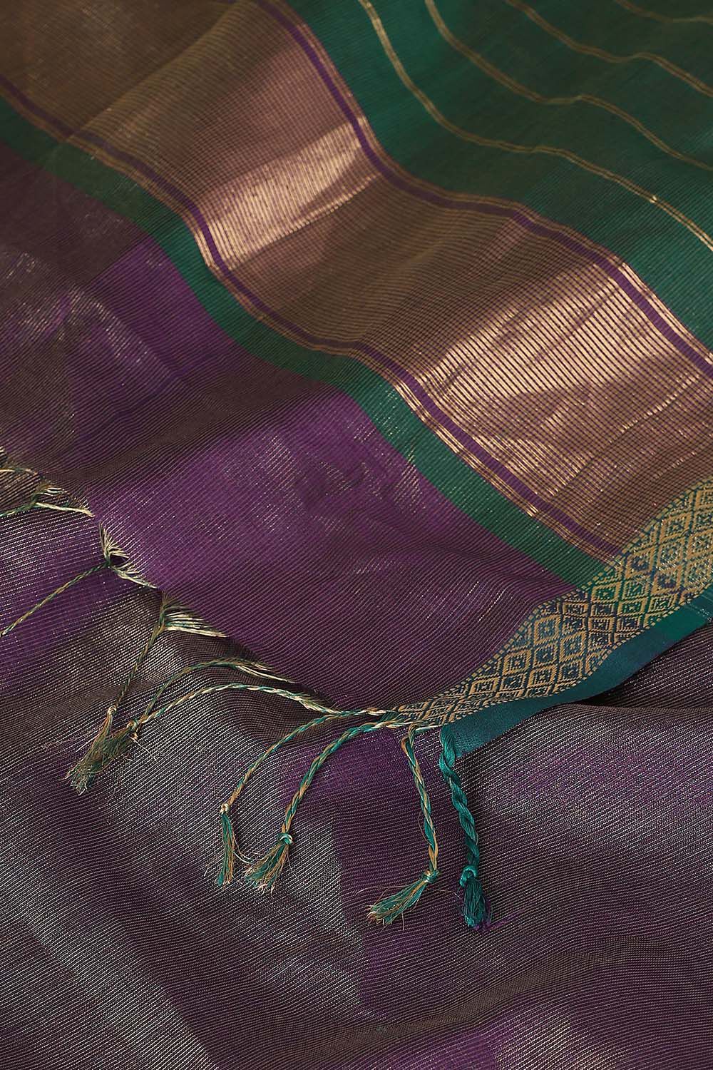 Purple Pure Cotton Tissue Maheswari Saree image number null