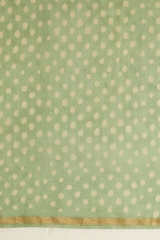 Light Green Pure Silk Cotton Dabu Block Printed Saree thumbnail image number null