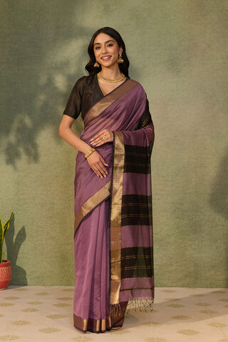 Light Violet Woven Pure Silk Cotton Maheshwari Saree thumbnail image number null