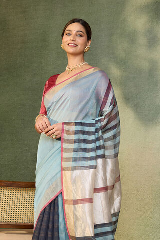Light Blue Bhagalpur Woven Silk Viscose Saree image number