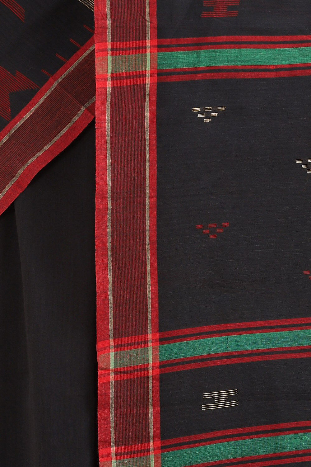 Black Pure Khadi Cotton Jamdani Saree image number null