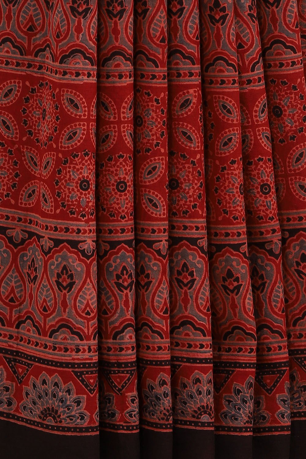 Red Pure Cotton Ajrakh Printed Saree image number null