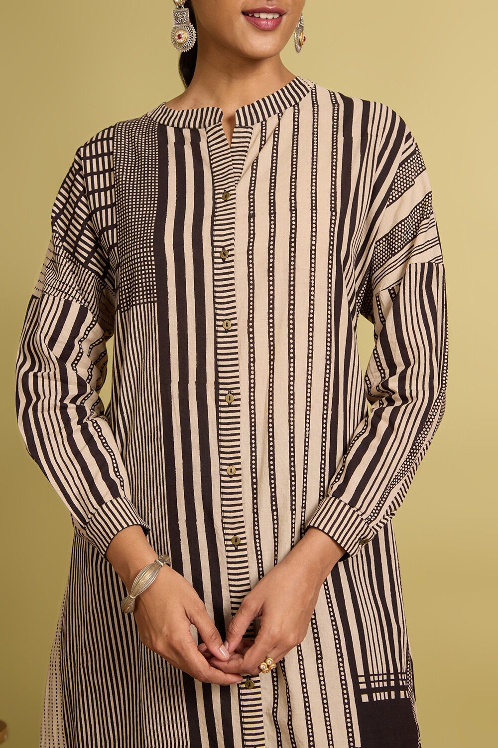 Black Bagru Block Printed Pure Cotton Kurta image number null