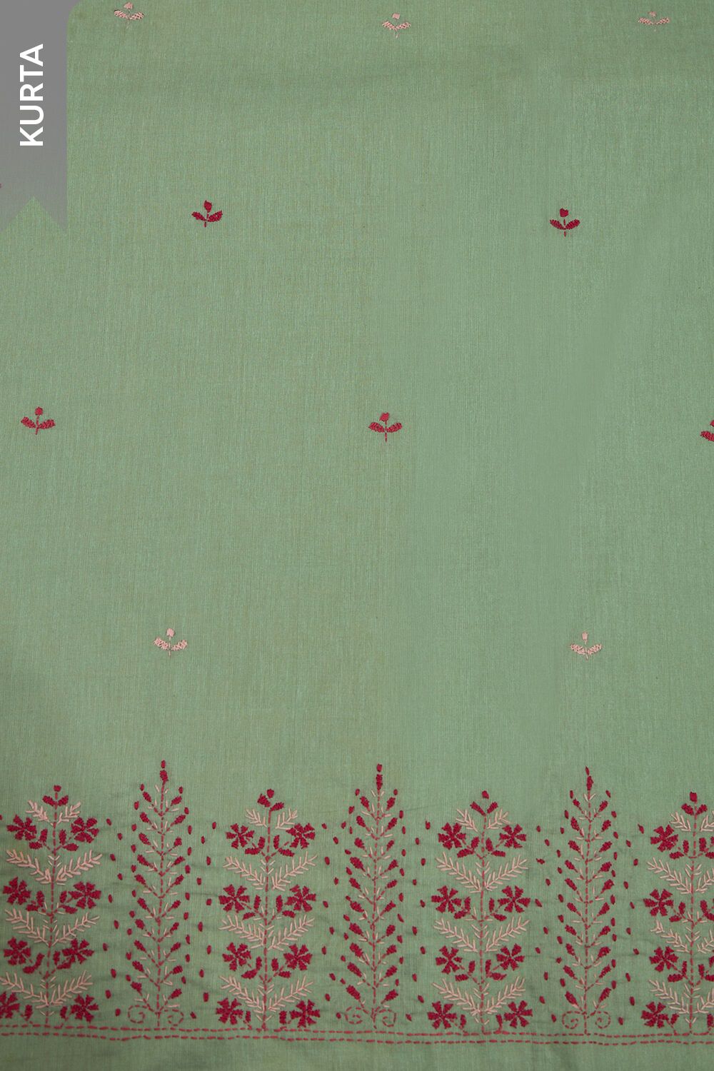 Light Green Pure Cotton Embroidered Unstitched Suit Set image number null