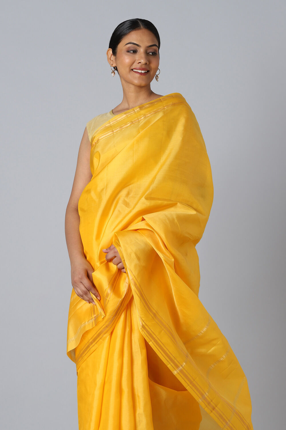 Yellow Pure Silk South Saree image number null