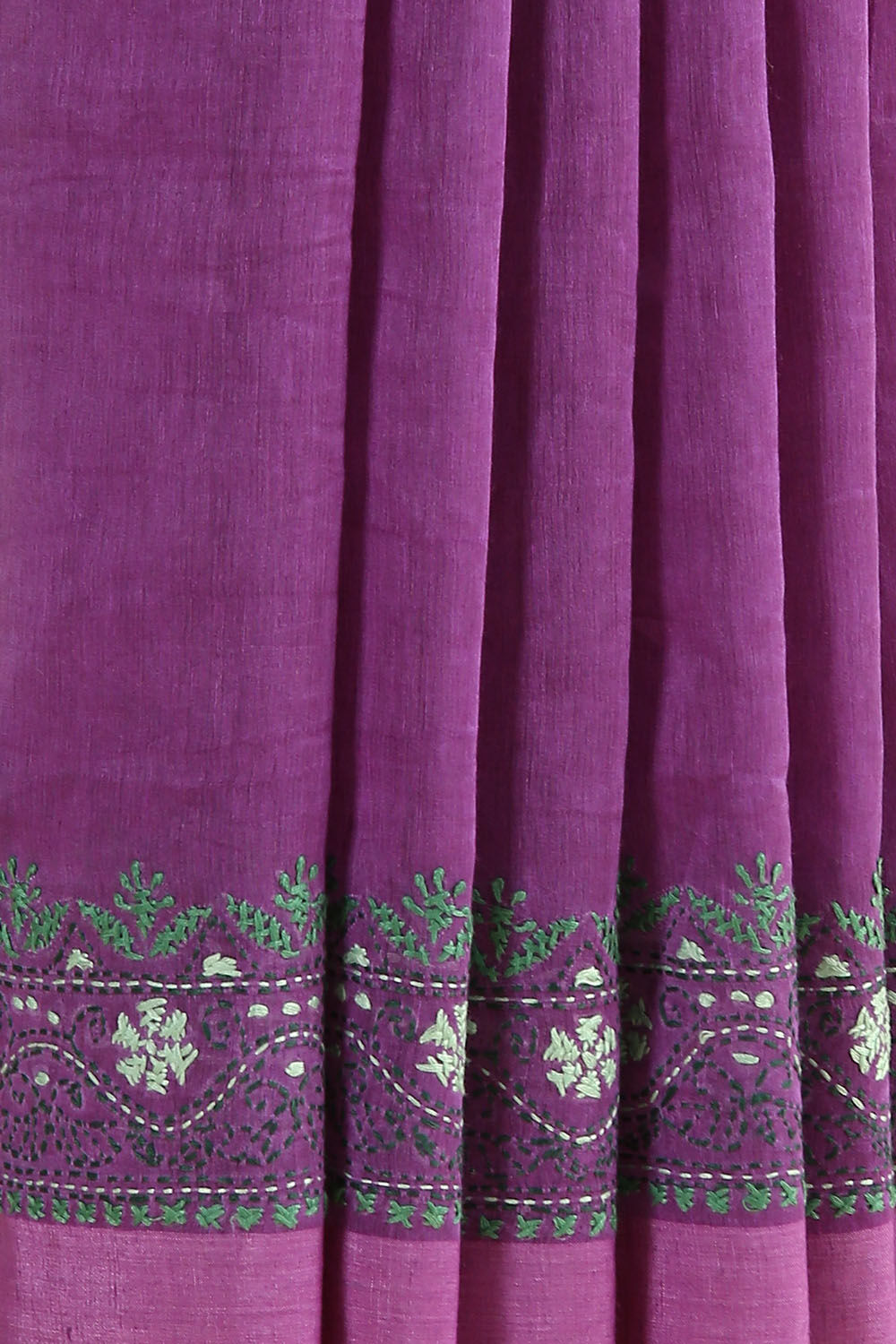 Violet Pure Silk Linen Embroidered Saree image number null