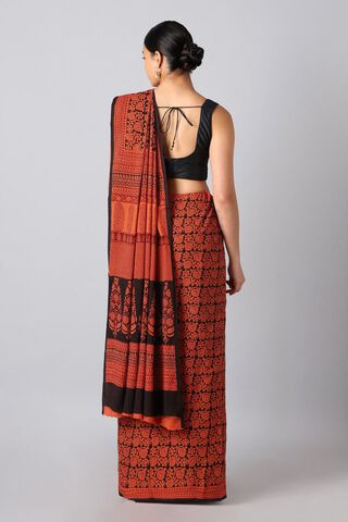 Orange Pure Cotton Bagh Printed Saree thumbnail image number null