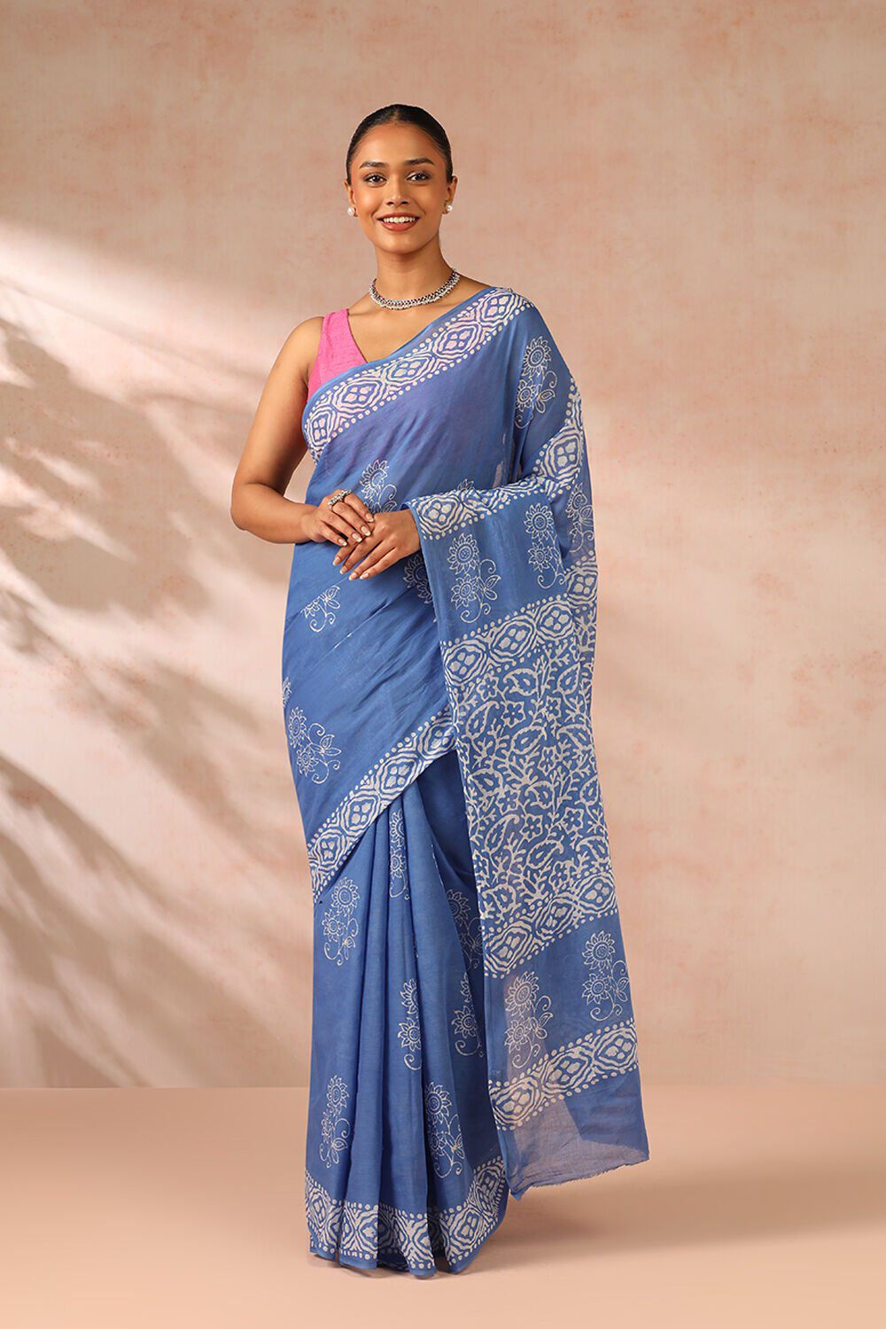 Blue Ujjain Pure Cotton Printed Saree image number null
