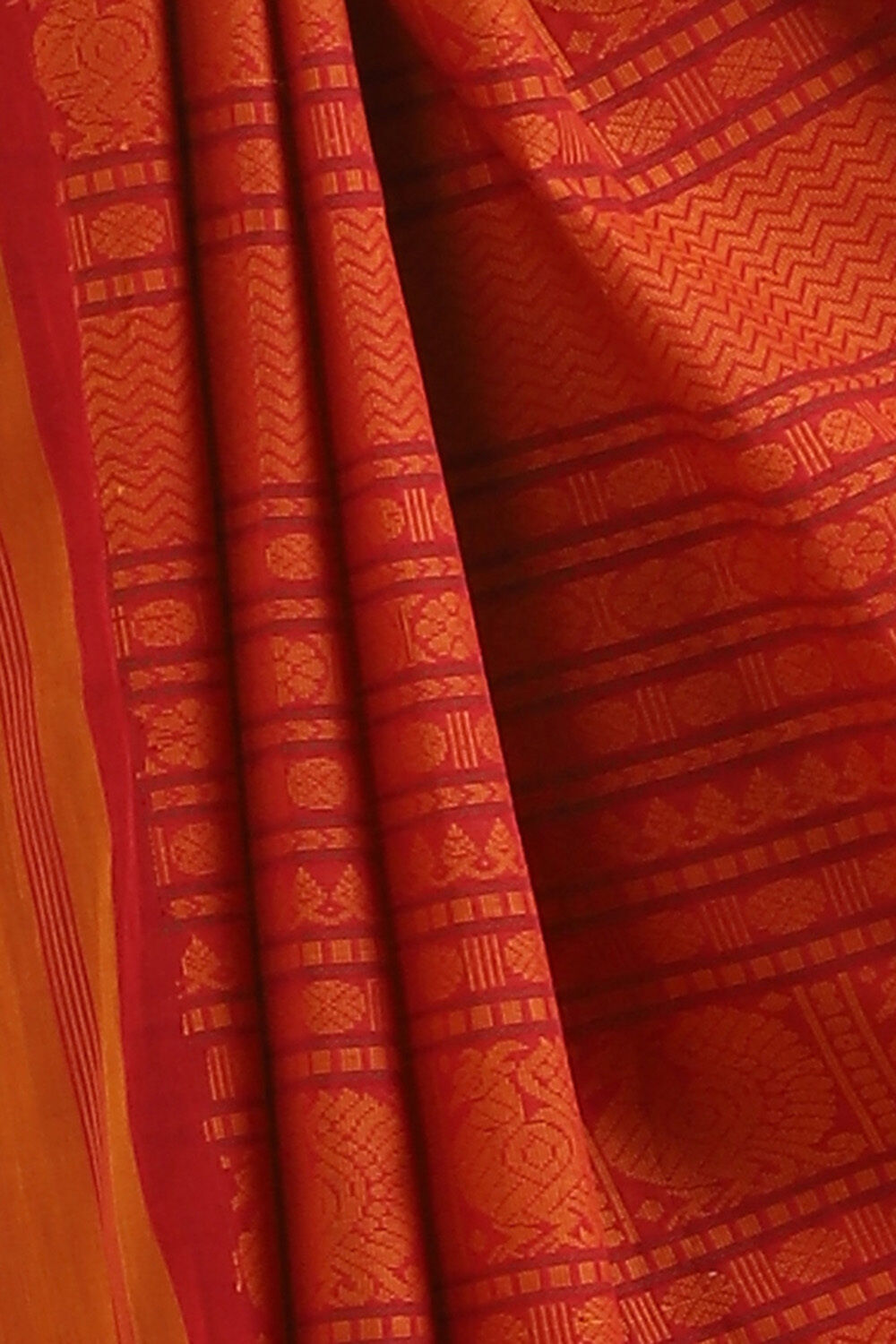 Dark Pure Red Cotton South Saree image number null