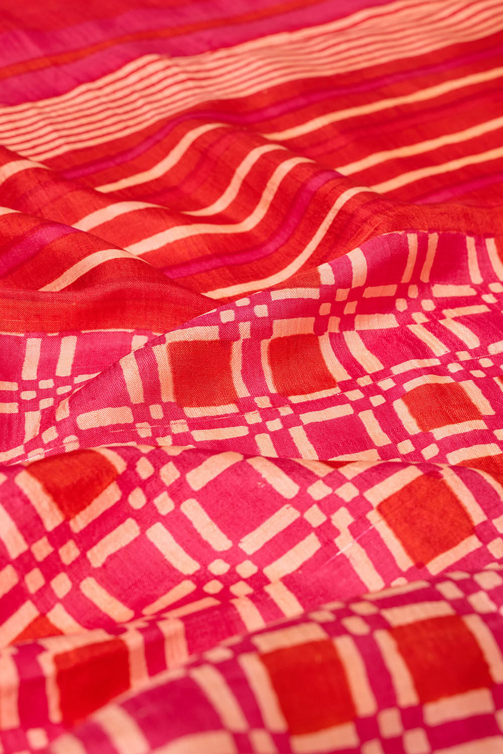 Pink Pure Silk Block Printed Bengal Saree image number null
