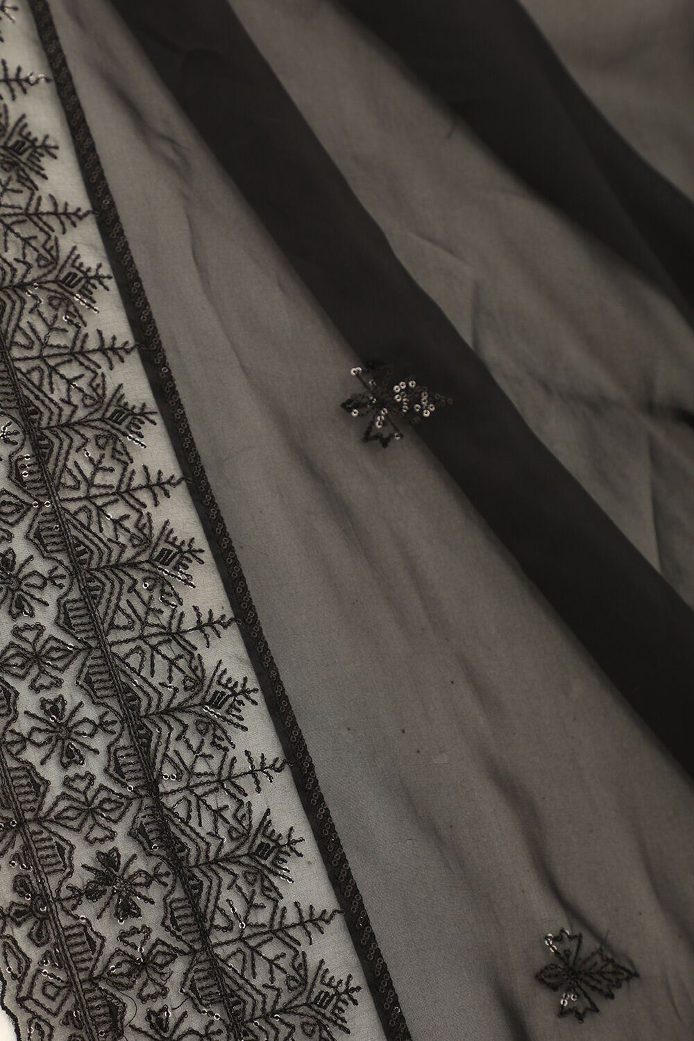 Black Viscose Organza Embroidery Saree image number null