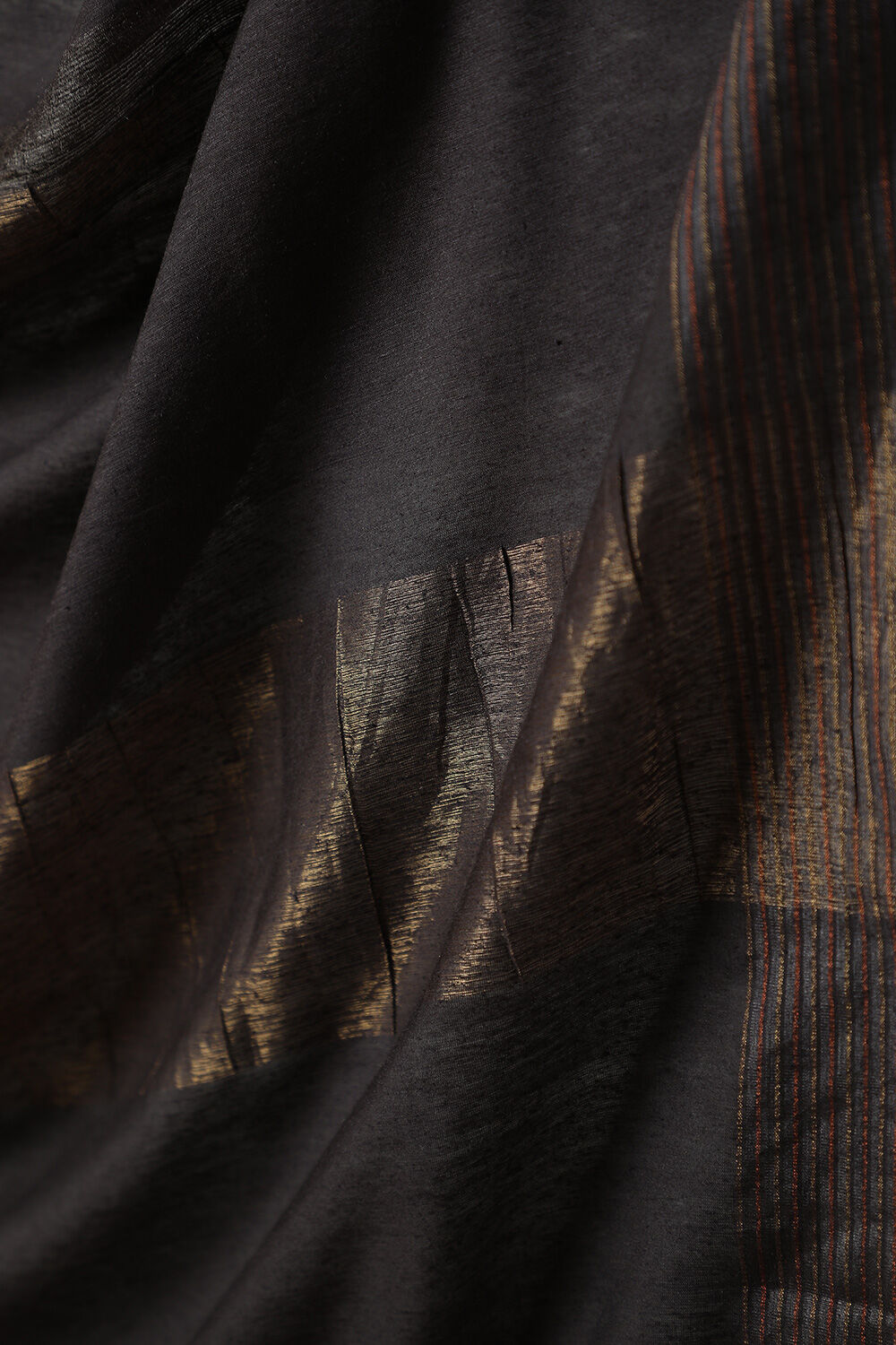 Black Bhagalpur Woven Pure Tussar Silk Saree image number null